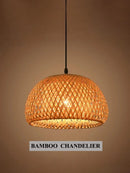 Axyaa Bamboo Woven Retro Chandelier Ceiling Light Fixture