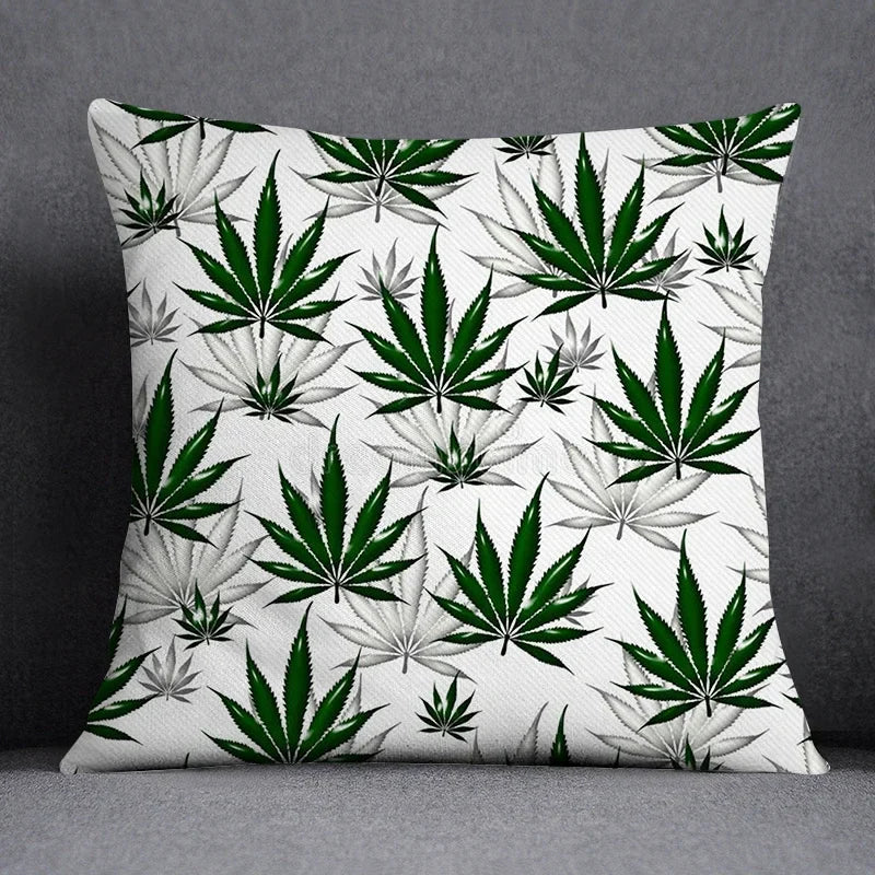 Axyaa Green Leaf Theme Pillowcase - Decorative Polyester Home Decoration 45*45cm
