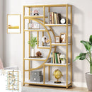 Axyaa 5 Tier Gold Bookshelf: Modern Etagere Bookcase with Open Storage Shelves
