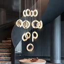 Axyaa Modern Duplex Staircase Chandelier - Nordic Ring Design for Living Room, Dining, and Kitchen