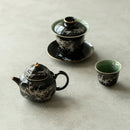 Axyaa Black Gold Glaze Apricot Blossom Tea Pot Set with Filter