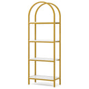 Axyaa 4-Tier Wood Bookcase Storage Shelves - Freestanding Metal Frame Display Rack