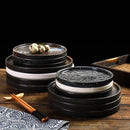 Axyaa Ceramic Stone Pattern Steak Plate for Pasta, Pizza & Japanese Cuisine