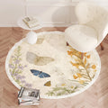 Axyaa Plush Flower Pattern Round Carpet: Soft Bedroom Rug for Living Room Décor