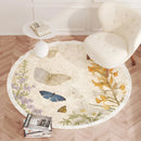 Axyaa Plush Flower Pattern Round Carpet: Soft Bedroom Rug for Living Room Décor