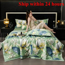 Axyaa Summer Quilt Set: 2025 Washed Tencel Printed Cool Silk 4-Piece & 1-Piece Cool Quilt