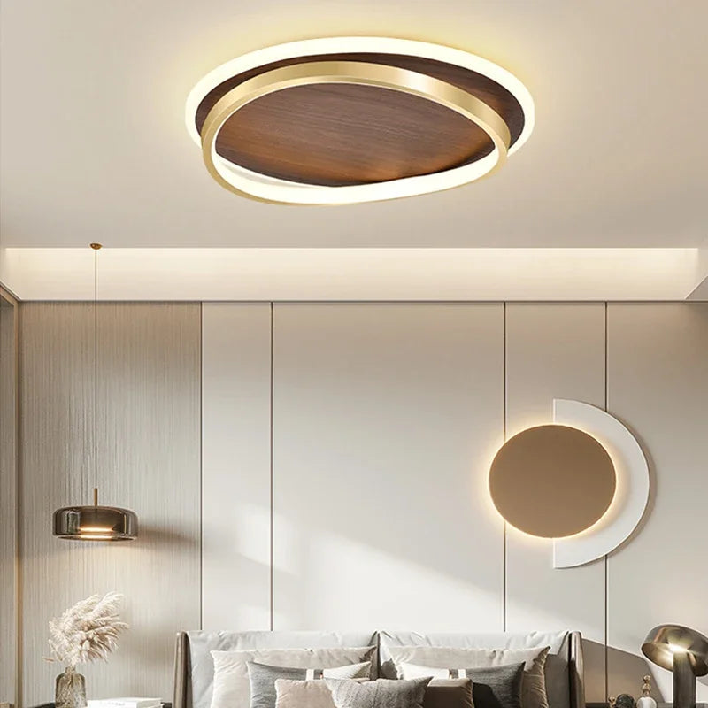 Axya Walnut LED Ceiling Light Chandelier for Home Indoor Lighting