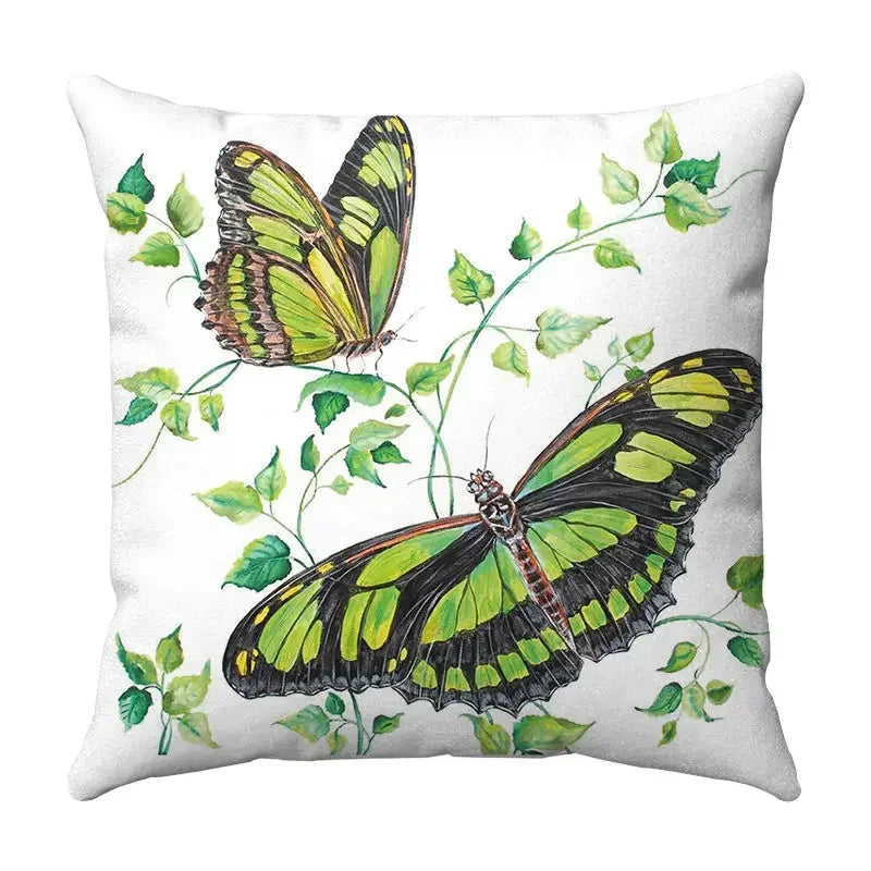Axyaa Butterfly Print Cushion Cover 45x45cm - Farmhouse Stylish Home Decor Pillow Cover