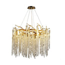 Luxury Crystal Chandeliers: Axyaa Long Round LED Pendant Lamp