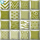 Axyaa Army Green Geometry Print Cushion Cover - Sofa Decor Pillowcase