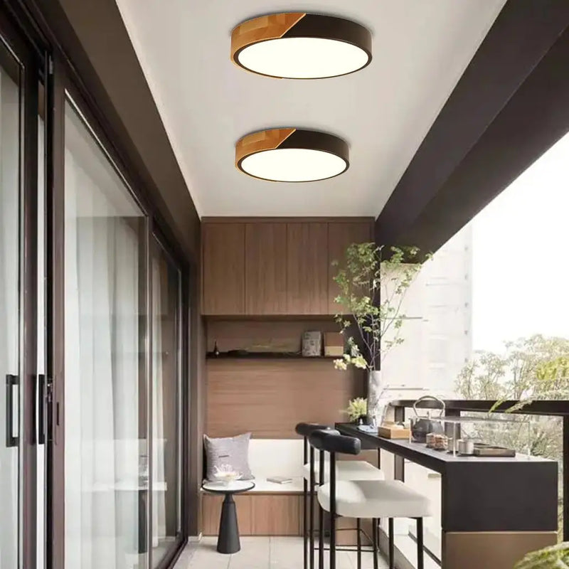 Axya Wooden LED Ceiling Light: Modern Nordic Home Decor Fixture