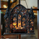 Axyaa Gothic House Window Pendant Wall Ornament with Book & Lantern Design