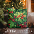 Axyaa Christmas Poinsettia & Holly Printed Pillowcases - Sofa, Bedroom, Car Cover