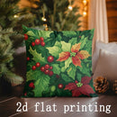 Axyaa Christmas Poinsettia & Holly Printed Pillowcases - Sofa, Bedroom, Car Cover