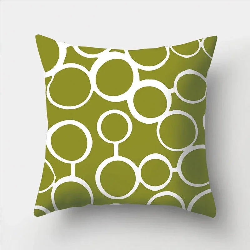 Army Green Geometric Printed Pillowcase by Axyaa for Living Room and Bedroom Decor