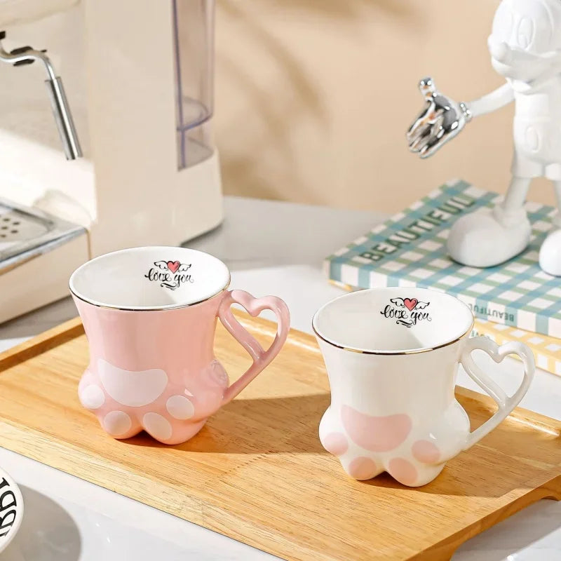 Axyaa Ceramic Cat Scratch Paw Cup - 300ml High Appearance Level Teacup Pair