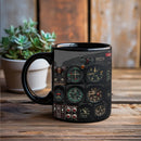 Axyaa Aerospace Aircraft Instrument Panels Coffee Mug Black Ceramic Astronaut Gift