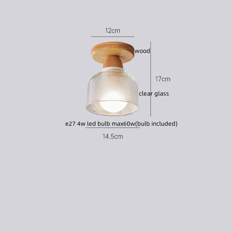 Axyaa Modern Wood Glass LED Ceiling Light for Kitchen Living Room Decor