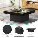 Axyaa LED Square Coffee Table Grey/White Engineered Wood Low Coffee Table Lving Room