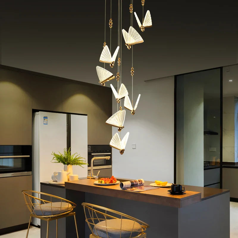 Axyaa Butterfly Chandelier: Modern LED Lighting for Living Room, Staircase, Bedroom