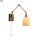 Axyaa Copper Swing LED Wall Light with Pull Chain Switch, Wide Rotation, Walnut Canopy