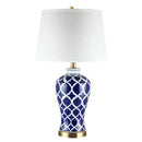 Blue Ceramic Lamp for Bedroom or Living Room Decor - Axyaa Brand