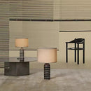 Axyaa Marble Table Lamp Black White Stripe LED Stone Fabric Lampshade