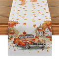 Axyaa Thanksgiving Table Runner Pumpkin Maple Leaf Decor for Dining Coffee Table