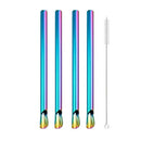 Axyaa Stainless Steel Straw Spoon Set for Milkshake Smoothie Bar - Pack of 10