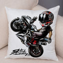Axyaa Extreme Sports Motorcycle Pattern Cushion - Cartoon Design for Home & Car