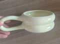 Axyaa 8oz Chubby Ceramic Coffee Mug, Short Wavy Style, Wide Mouth Cup