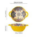 Axyaa Ceramic Soup Bowl with Handle Microwave Safe Embossed Design