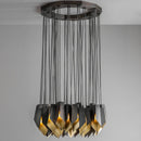 Axyaa Black/Gold LED Chandelier, Luxury Iron Hanging Lamp for Living Room & Restaurant