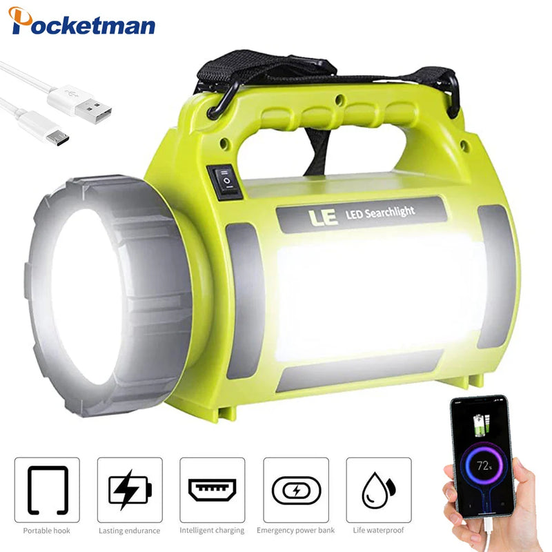 Axya 280W LED Work Light - USB Rechargeable Spotlight Flashlight Camping Emergency Power Bank