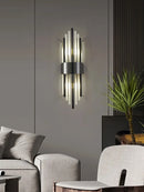 Axyaa Nordic Crystal Wall Lamp: Stainless Steel Black Gold LED Lighting for Home Decor