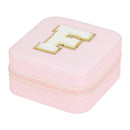 Axyaa Sequin Letter Jewelry Box with Mirror - Cute Portable Organizer Gift