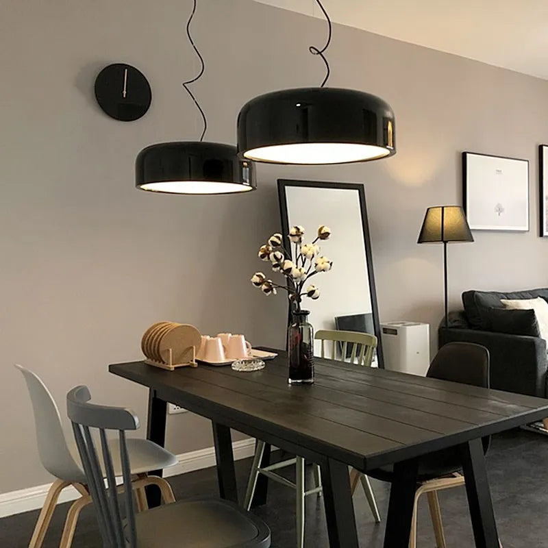 Axyaa Black Nordic Suspension Light: Modern Minimalist Dining Room LED Lighting