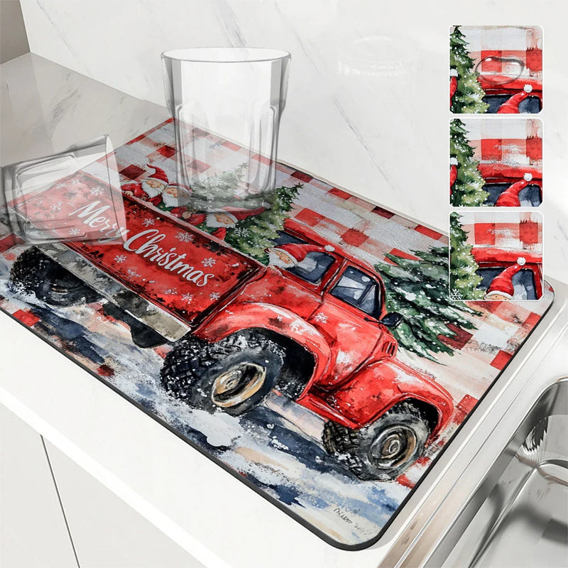Absorbent Draining Mat by Axyaa: Antiskid Kitchen & Bathroom Quick Dry Pad