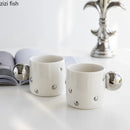 Axya Electroplated Ceramic Tea Coffee Mugs Set - Household Drinkware Kitchen Essentials