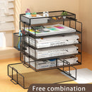 Axyaa Stackable Tray Organizer Set for Desk with Paper, Letter, Accessories - Black