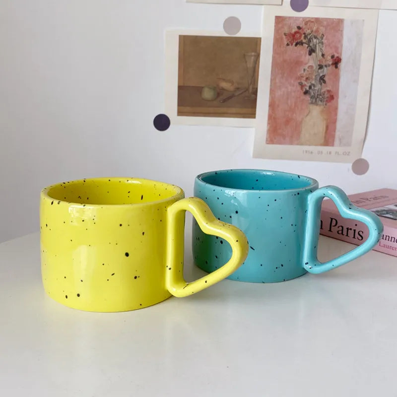 Axya Ceramic Wave Dot Mug, Stylish Tea Cup, Korean Design