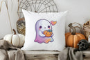 Cute Ghost Pumpkin Halloween Pillow Cover by Axyaa - Sofa Bedroom Car Decor