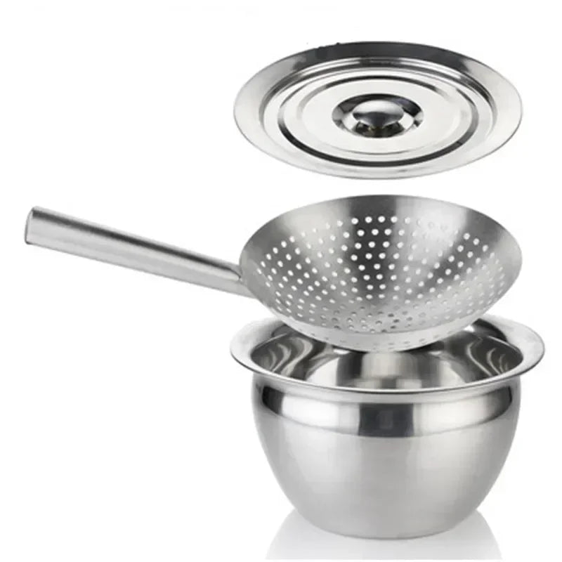 Axya Stainless Steel Colander Sifter Wok Basin Mesh Bowl Oil Storage Bowl