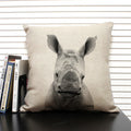 Axyaa African Animal Linen Pillow Cover 45x45cm - Lion, Elephant, Elk Portrait Decor