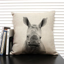Axyaa African Animal Linen Pillow Cover 45x45cm - Lion, Elephant, Elk Portrait Decor
