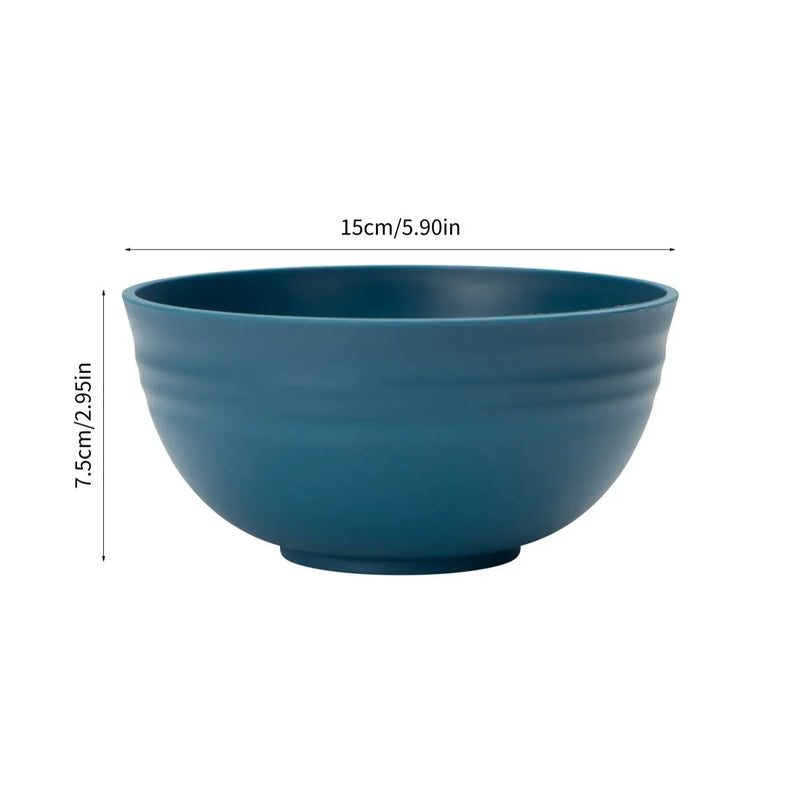 Axyaa Dark Blue Reusable Plastic Cereal Bowl Set for Food, Dessert, Camping