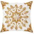 Axyaa Golden Ornate Pattern Cushion Cover for Sofa, Bedroom, Car
