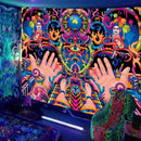 Axyaa UV Mushroom Fractal Tapestry - Psychedelic Wall Art for Bedroom, Dorm Room