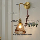 Axyaa Amber Vintage LED Wall Light Up Down Rotate Pull Chain Switch Bedside Lamp