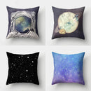 Axyaa Cartoon Star Astronaut Pillow Cover 45x45cm - Cute Moon Rocket Design.